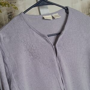 Merona Womens Small Light Gray Sparkly Beaded Cashmere Silk Cardigan Sweater